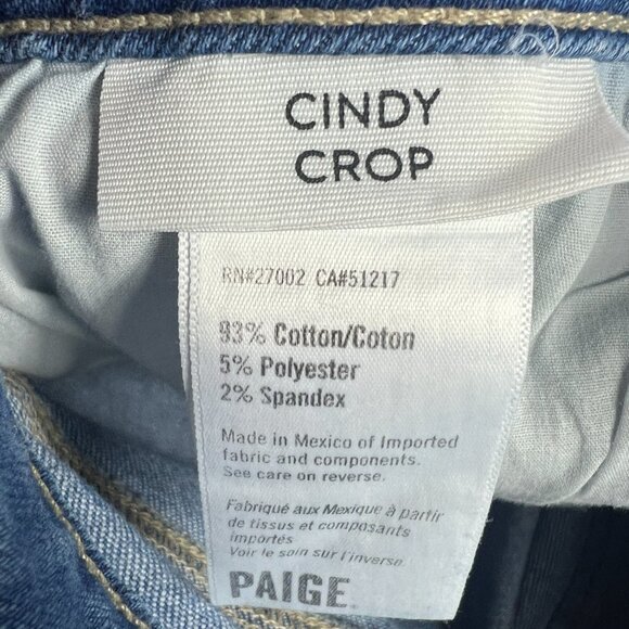 Paige Jeans Womens 34x25* Cindy Cropped Straight Blue Faded Raw Hem Denim Tag 33 - Picture 8 of 16